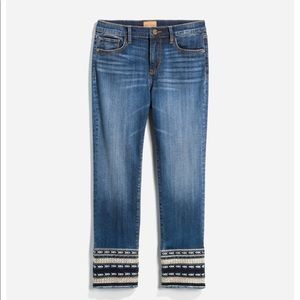 Adorns! Straight Embroidered Cuff Jeans